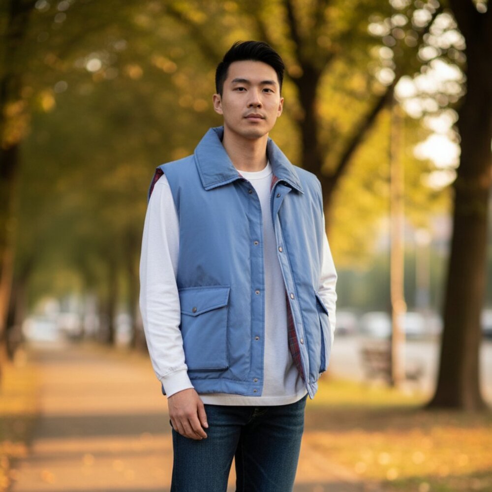 Men's Classic Reversible Blue Vest